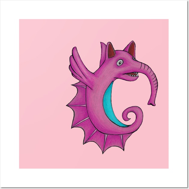 Adorable Pink Critter Wall Art by AlisonDennis